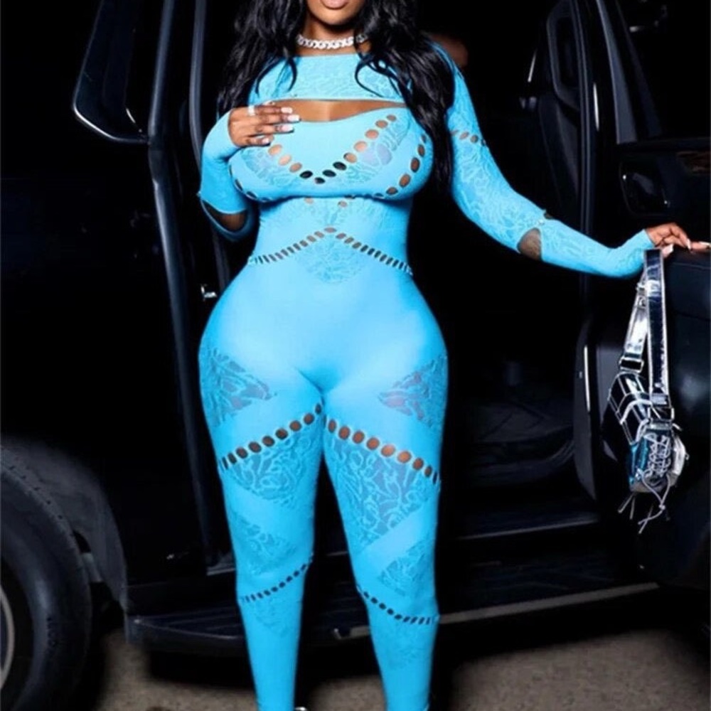 Stylish Blue Cutout Jumpsuit